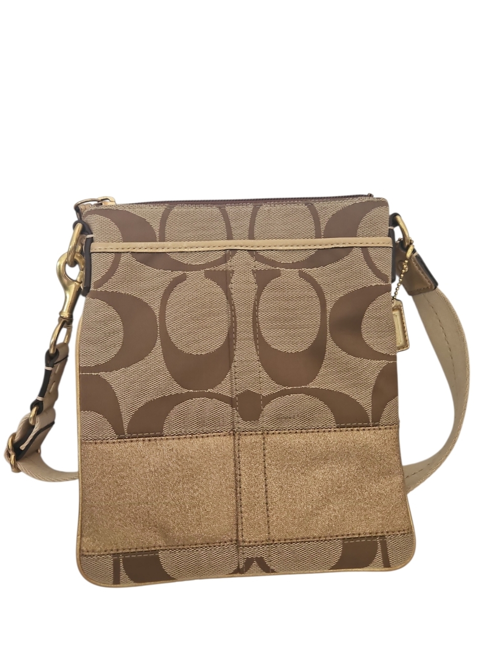 Coach Signature C Canvas Crossbody Swing Pack | Khaki/Gold | Vintage Y2K - Picture 2 of 5